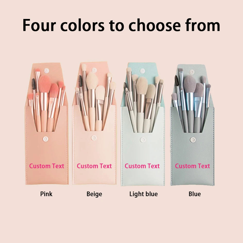 Customized Personalized 8 Piece Makeup Brush Set Portable Makeup Storage Bag Concealer Foundation Brush High Quality And Durable