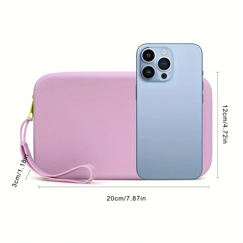 Square Silicone Storage Bag, Portable Travel Cosmetics and Toiletries Bag, Multifunctional Waterproof Cosmetic Bag with Zipper