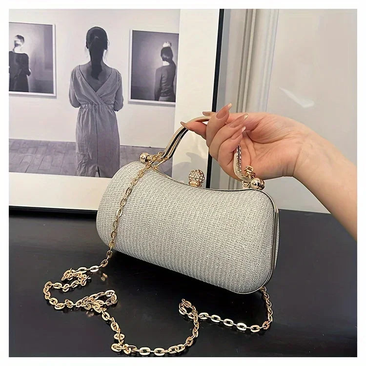 Shiny Mini Evening Bag, Rhinestone Chain Purse, Luxury Glitter Banquet Handbag, Perfect For Party, Wedding, Prom, Dinner/Banquet