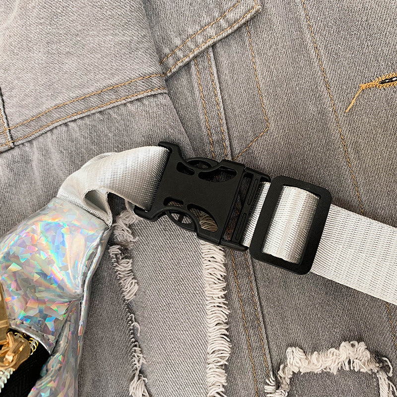 Holographic Fanny Pack Hologram Waist Bag Laser PU Leather Travel Banana Hip Bum Zip Waist Bags Women Shoulder Bag for Girls