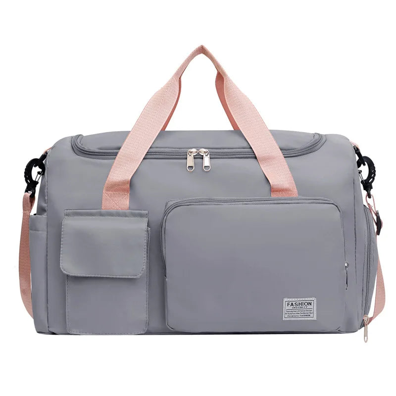 Nylon Travel Gym Bag with Shoe Compartment Dry Wet Separation, Organizer Pockets, Sports Bag for Women/Men, Student Essentials