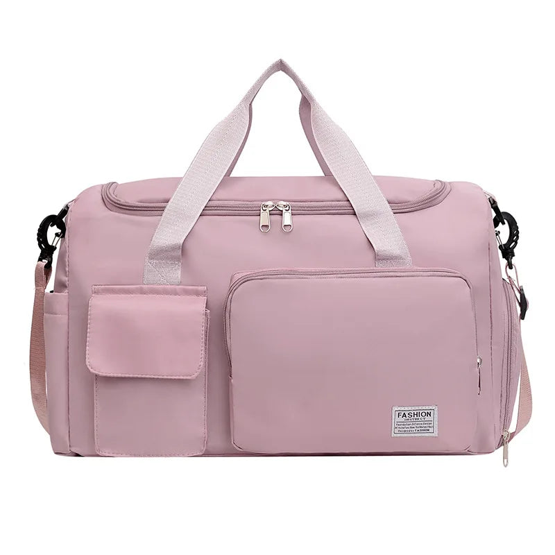 Nylon Travel Gym Bag with Shoe Compartment Dry Wet Separation, Organizer Pockets, Sports Bag for Women/Men, Student Essentials