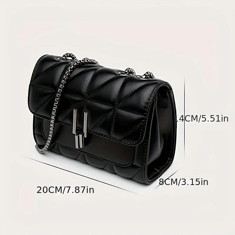 Elegant Mini Plaid Crossbody Bags for Women Classic Flap Shoulder Bag Purse with Adjustable Strap, Faux Leather Chain Square Bag