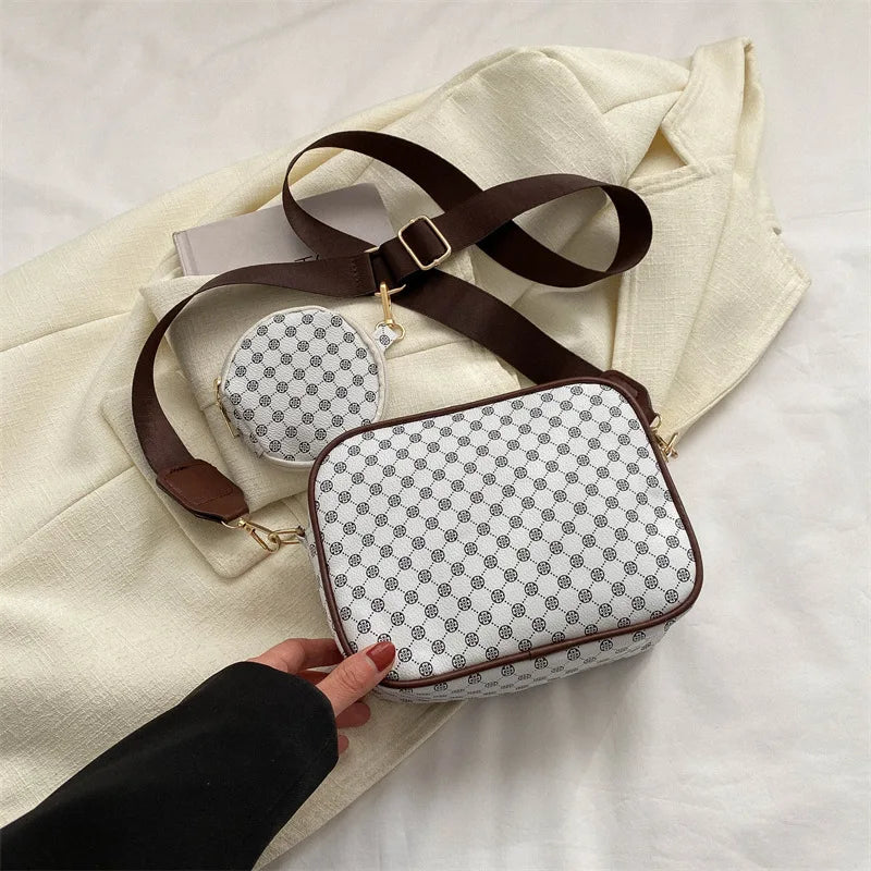 Vintage Pattern Crossbody Bags for Women Shoulder Shell Bag Trend Small Purse and Handbag Luxury Designer Female Square Bag