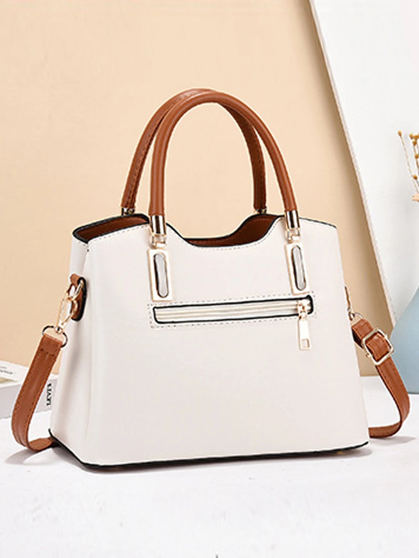 Ladies' fashionable and simple shoulder bag, contrasting color mother bag, large capacity handbag