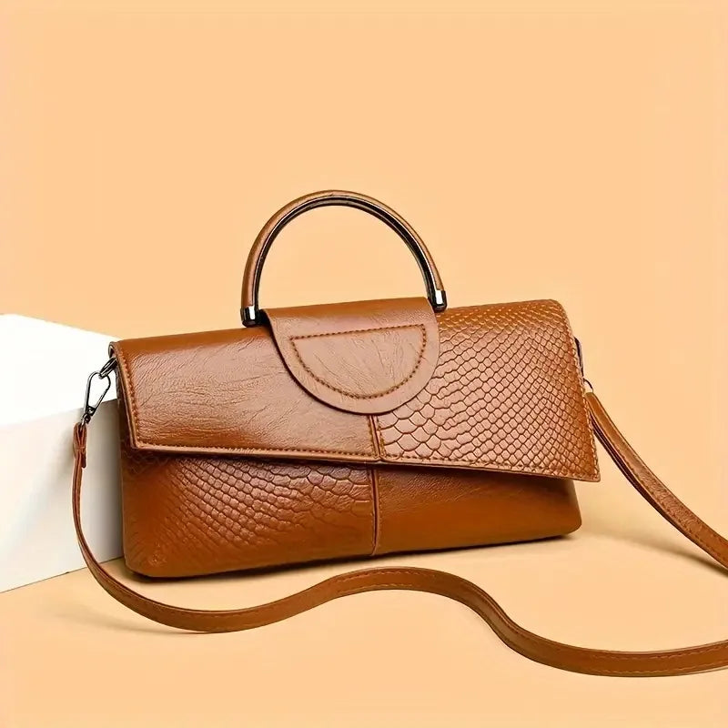Stylish PU Synthetic Leather Women's Shoulder Crossbody Bag Fashion Casual Dinner Wedding Alligator Pattern Flap Handbag Purse