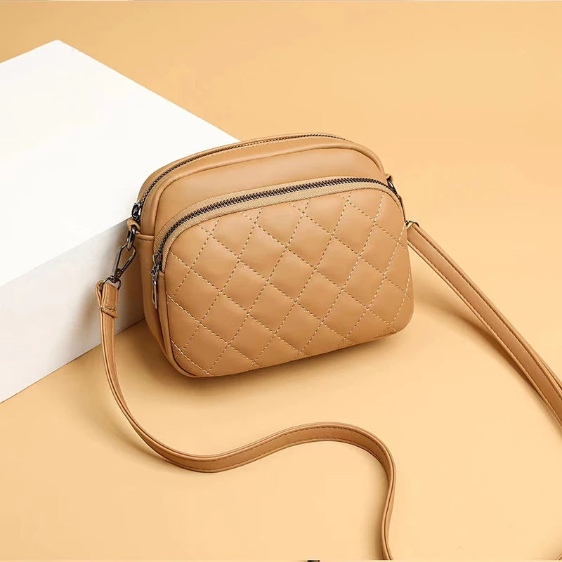 Simple Fashion Plaid Shoulder Bags For Women PU Leather Crossbody Messenger Bag Phone Purse Lady Small Handbag Clutch