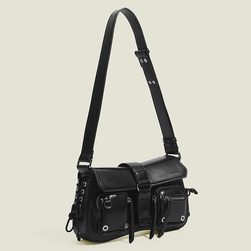 Gothic Punk Cool Women's Underarm Bag Girls Shoulder Crossbody Bags Fashion Design PU Leather Female Vintage Small Handbags Tote
