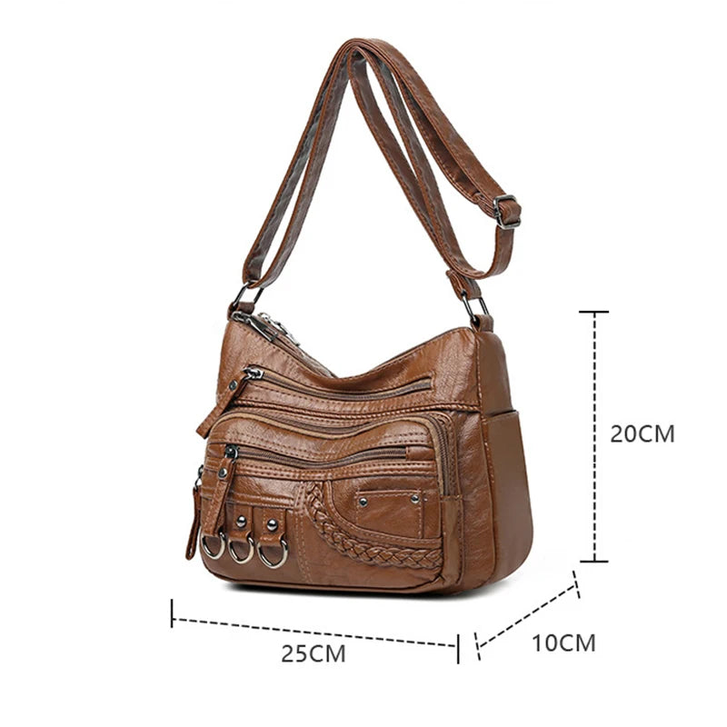 Vintage Pu Leather Luxury Purses and Handbags High Quality Women's Bag Design Multi-pocket Ladies Crossbody Shoulder Bags