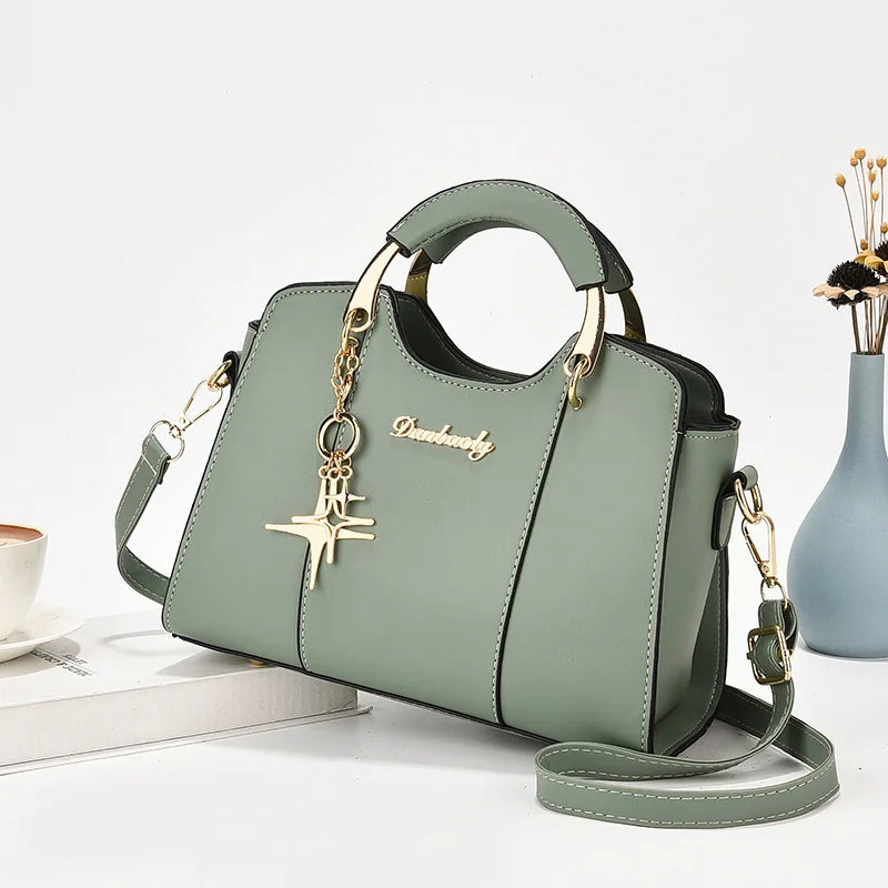 Stylish texture star pendant women's simple casual shoulder crossbody handbag