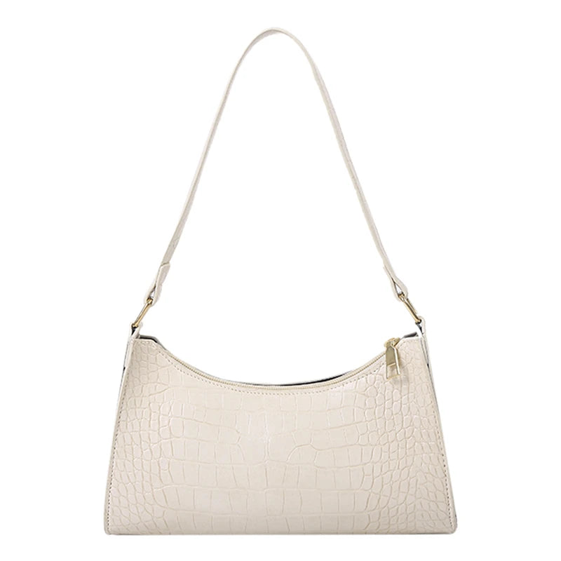 Retro Crocodile Pattern Shoulder Bag For Women PU Leather Armpit Bag France Clutch Bag Casual Female Clutch Handbags Purse Tote