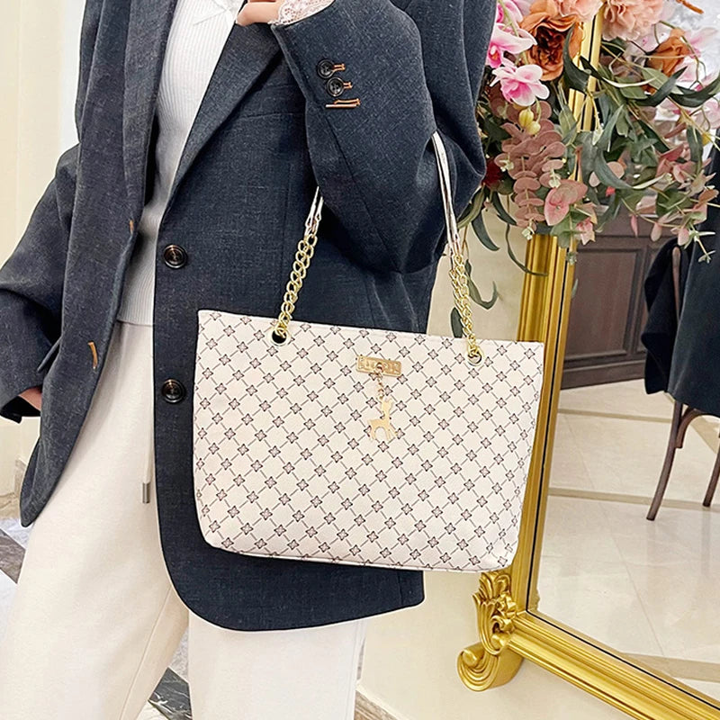 2024 Autumn and Winter New Presbyopic Handbag Shoulder Bag Large Capacity Tote Bag Women's Bag