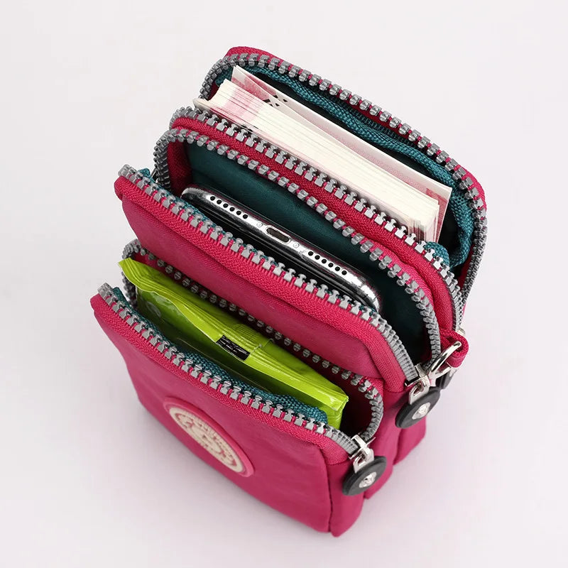 Sports Arm Bag, Women Mobile Phone Bag Running Messenger Purse Wallet, Women's Shoulder Cross Body Bags Multi Layer Zipper Pouch