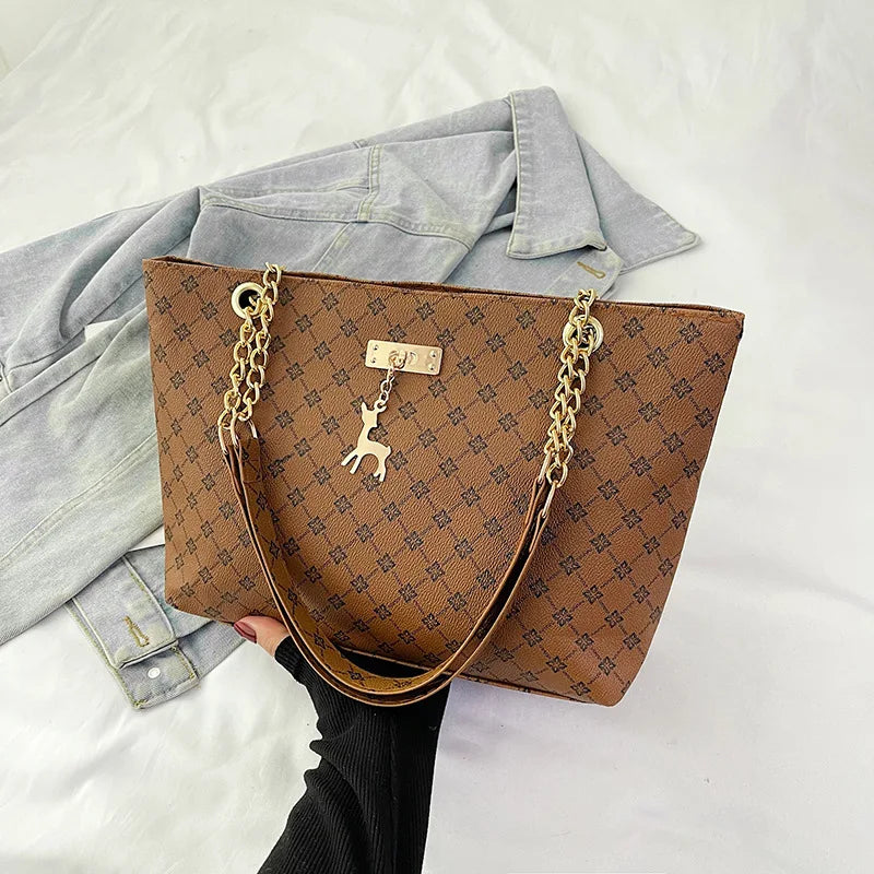 2024 Autumn and Winter New Presbyopic Handbag Shoulder Bag Large Capacity Tote Bag Women's Bag