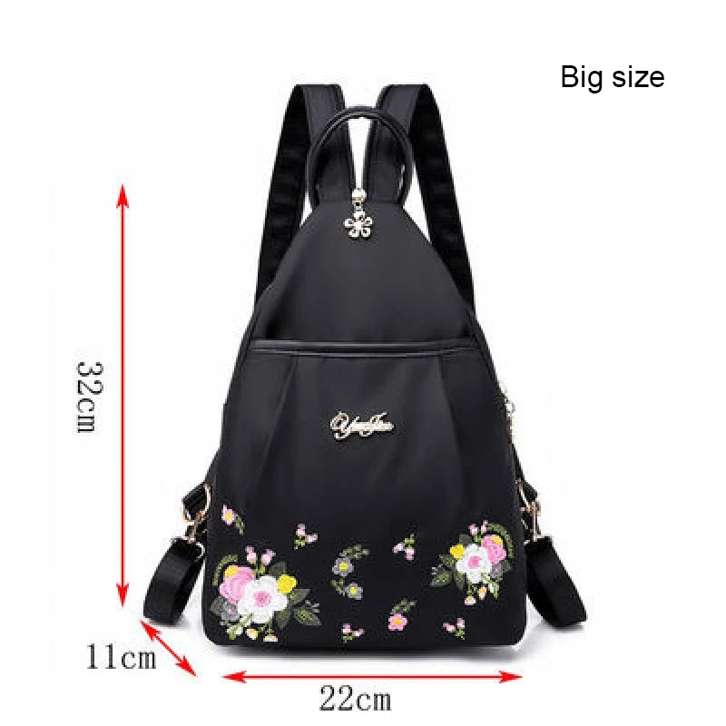 Waterproof Oxford Women Backpack Fashion Casual Embroidery Bag Designer Female Large Capacity Travel Handbag Shopping Knaps