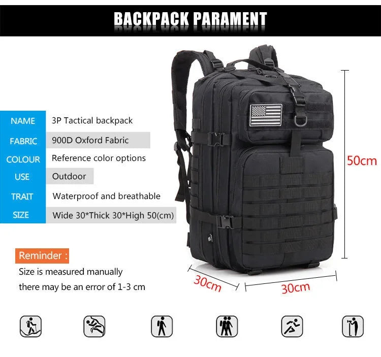 30/45L Man Tactical Backpacks HkingTraveling Bags Survival Outdoor 3P Assault Pack EDC Molle Pack For Trekking Hunting Bag