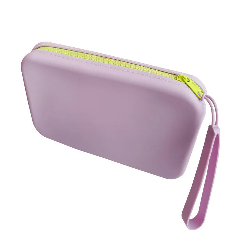 Square Silicone Storage Bag, Portable Travel Cosmetics and Toiletries Bag, Multifunctional Waterproof Cosmetic Bag with Zipper
