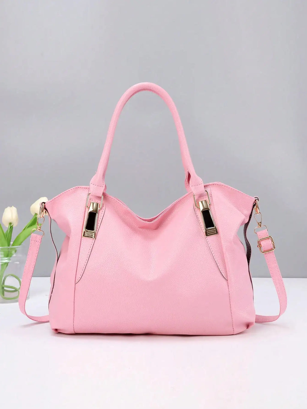 Casual and fashionable women's shoulder bag solid color soft large capacity handbag crossbody bag