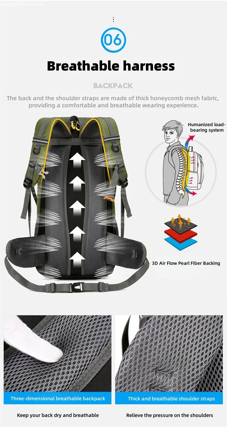 Outdoor sports backpack - hiking backpack 50L men's and women's hiking and camping bag travel backpack with dual shoulder straps