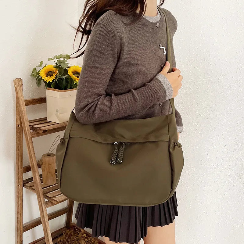 Double Sided Pocket Canvas Bag, Nylon Underarm Shoulder Bag, Fashionable Messenger Bags for Women's Daily Use Work Travel Outing
