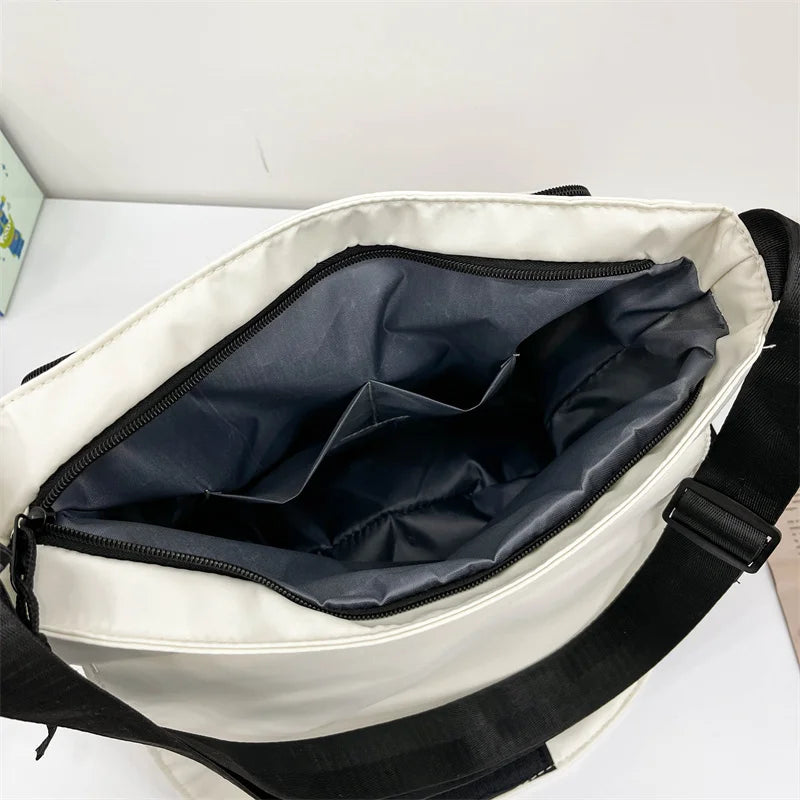 Trendy Nylon Messenger Bag, Large Capacity Crossbody Bag, Casual Flap Shoulder Bag for Teen Student School Bags Satchel