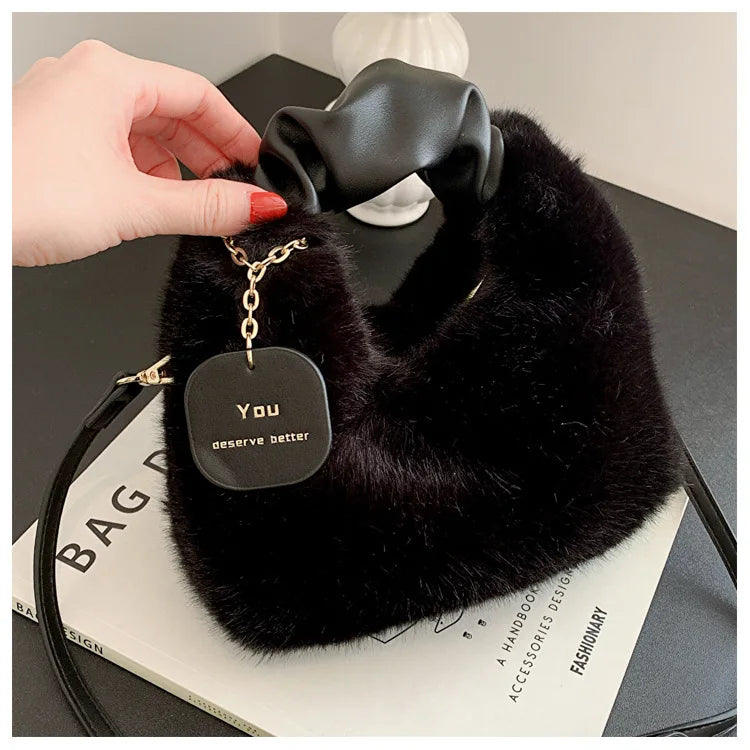 Fashionable Plush Tote Bag, Cute Stylish Women's Handbag Shoulder Crossbody Bag, Suitable for Women Party Banquet Daily Travel