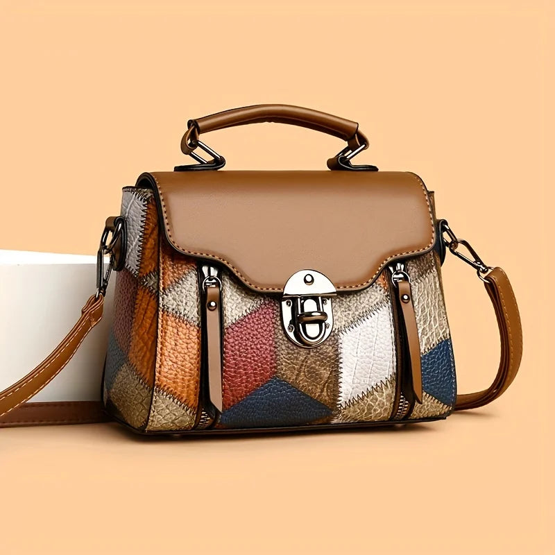 Women's Retro Rhombus Pattern Shoulder Crossbody Bag Adjustable Shoulder Strap Zipper Closure, Multi-Color Options for Daily Use