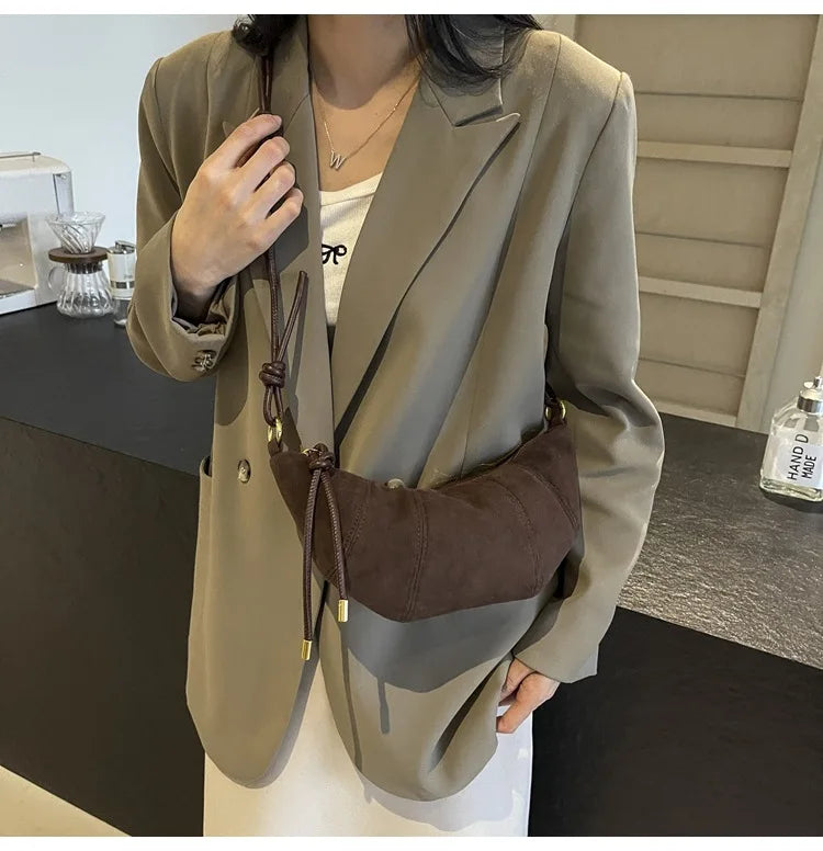 Fashionable Croissant Shape Women's Bag, Casual Simple Crossbody Shoulder Bags for Women Daily Use Commuting Phone Bag,Pockets