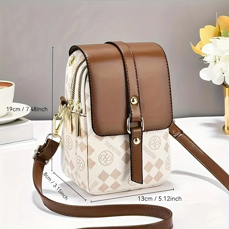 Retro Multi Layer Phone Small Bag, Fashion Lightweight Single Shoulder Crossbody Bag for Women Purse, Travel, Everyday Use