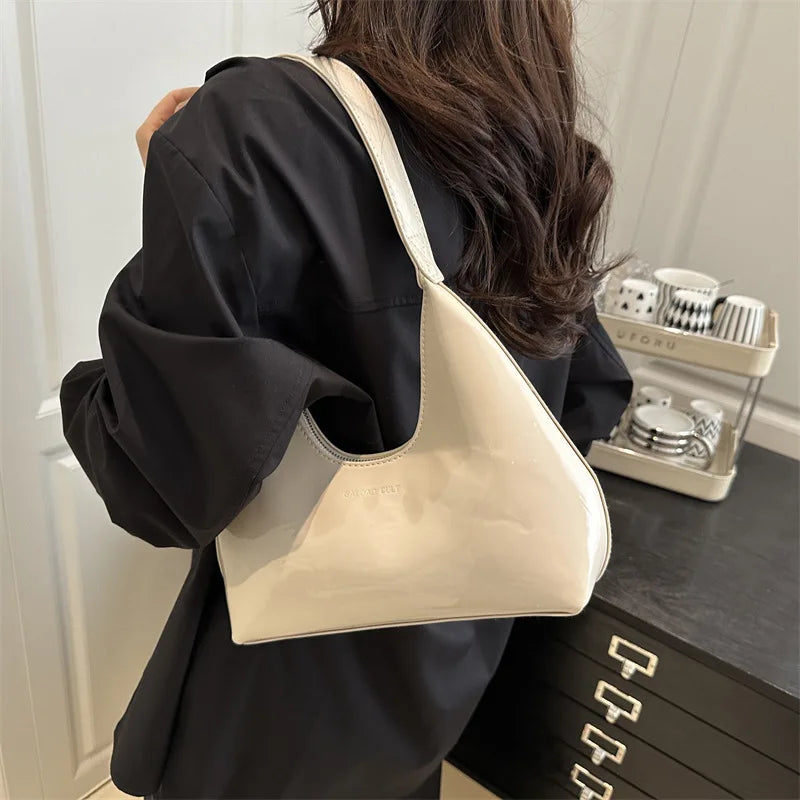Solid Color Synthetic Leather Shoulder Underarm Bag, Retro Versatile Handbag Women Bag, Fashionable Daily Use Chic Handbag Purse
