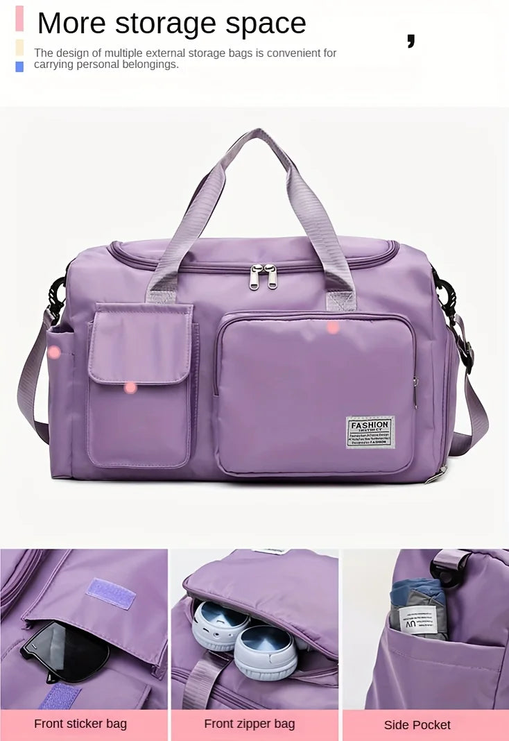 Nylon Travel Gym Bag with Shoe Compartment Dry Wet Separation, Organizer Pockets, Sports Bag for Women/Men, Student Essentials