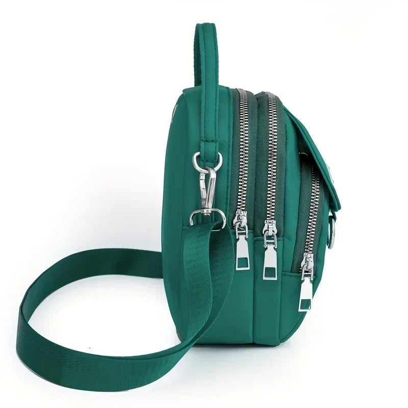 Ms. Fashion, Shoulder Bag, Mini Phone Bag, Multi-Layered Messenger Bag, Nylon Waterproof Fabric, And External Headphone Holes