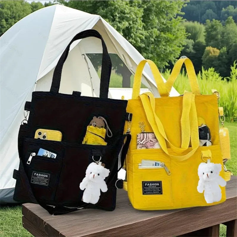 Campus Cute Canvas Handbag, Casual Tote Bag, Large Capacity Shoulder Bags for Student Backpack Handbags Shoulder Cross Body Bags