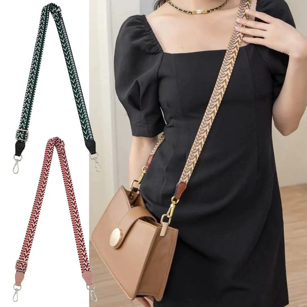 Adjustable Canvas Purse Straps Wide Embroidered Replacement Straps For Crossbody Bag Women Shoulder Bag Strap DIY Bag Accessory