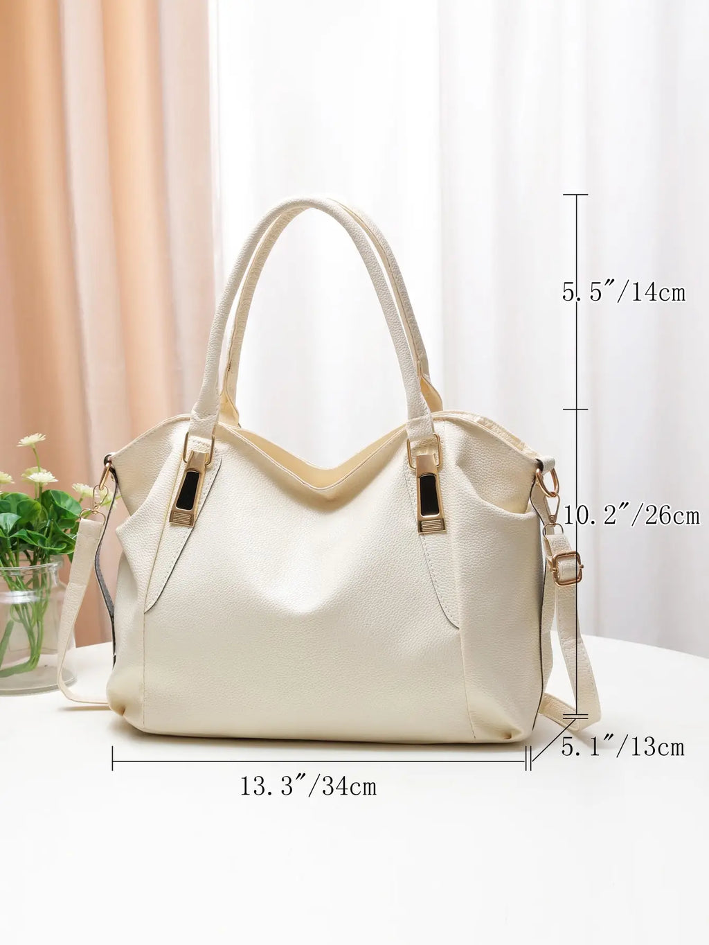 Casual and fashionable women's shoulder bag solid color soft large capacity handbag crossbody bag