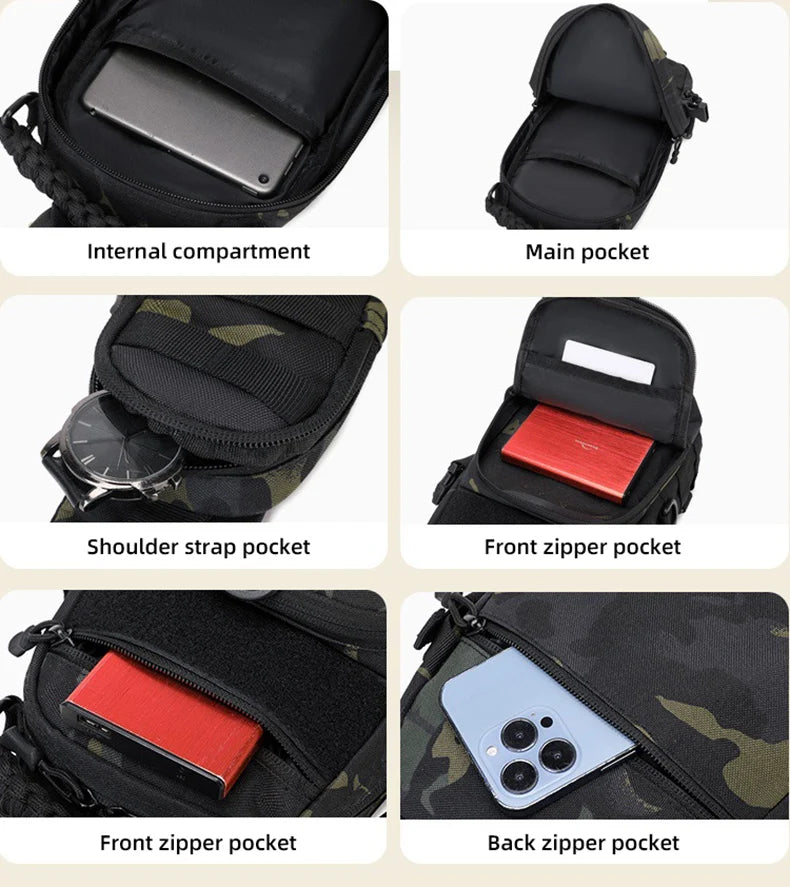 Camping Chest Bag Tactical Backpack for Men Sports Shoulder Outdoor Hiking Climbing Cycling Fishing MOLLE Sling EDC Fanny Pack