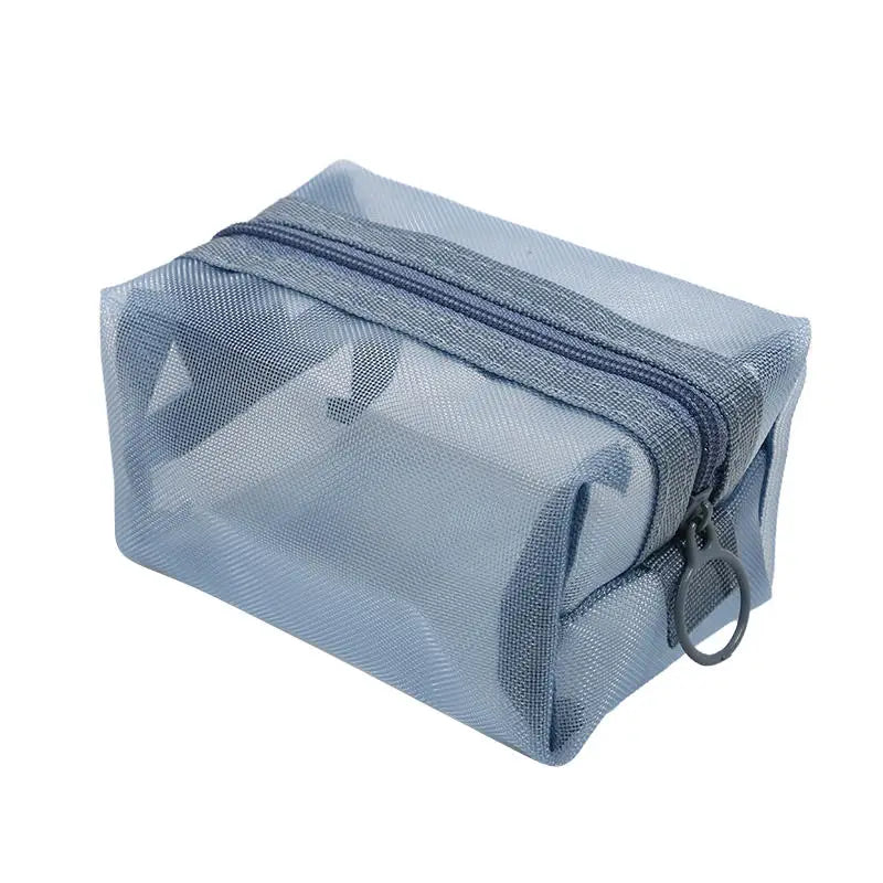 Mini Clear Nylon Mesh Cosmetic Bags Cute Women Small Lipstick Makeup Bags Pouch Data Line Key Earphone Organizer Case