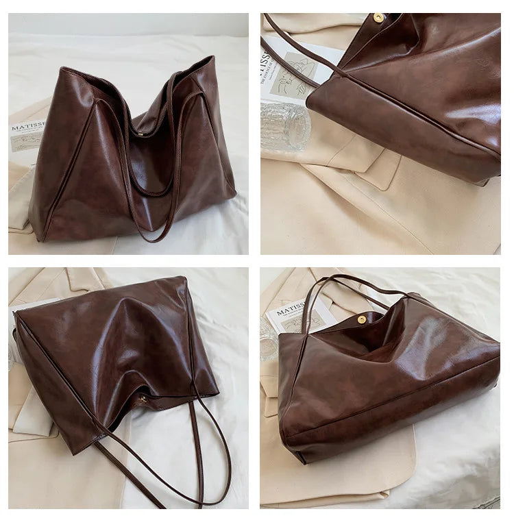 Retro PU Women's Handbag, Large Capacity Handbags Shoulder Bag, Street Leisure Shopping Tote Bag Bags, Suitable for Daily Use