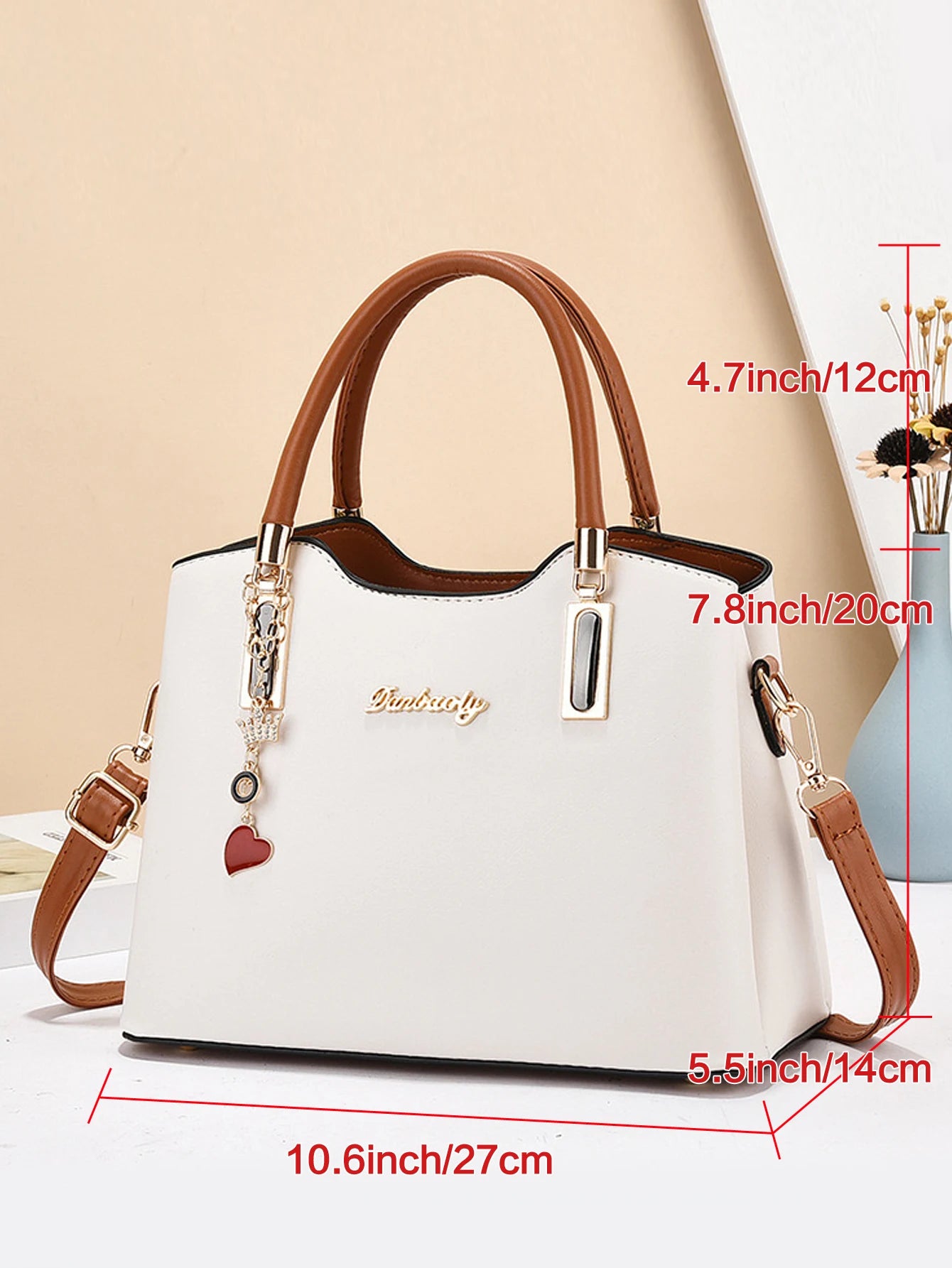 Ladies' fashionable and simple shoulder bag, contrasting color mother bag, large capacity handbag