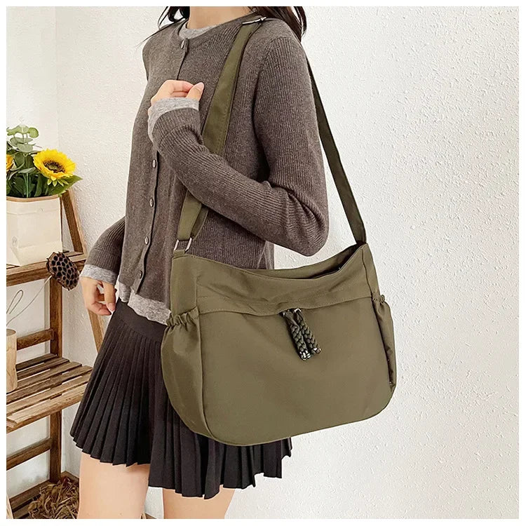 Double Sided Pocket Canvas Bag, Nylon Underarm Shoulder Bag, Fashionable Messenger Bags for Women's Daily Use Work Travel Outing