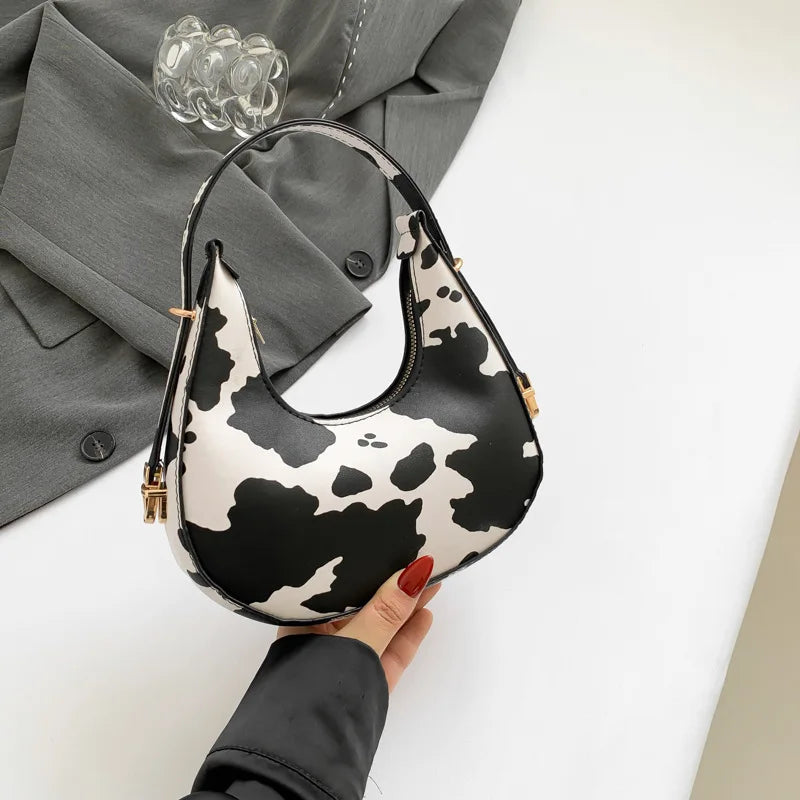 Cow Prints Underarm Shoulder Bags For Women French Style Small Crossbody Phone Bag Luxury Designer Versatile Handbags