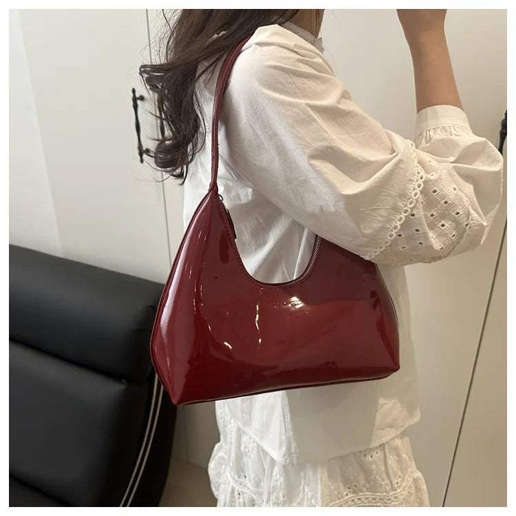 Solid Color Synthetic Leather Shoulder Underarm Bag, Retro Versatile Handbag Women Bag, Fashionable Daily Use Chic Handbag Purse