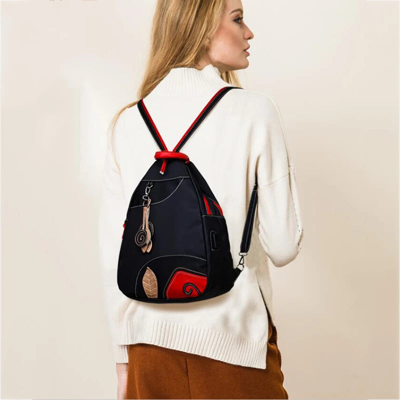 Fashion Women Backpack Waterproof Nylon Shoulder Bag Leisure Travel Luggage Bag Outdoor Crossbody Bag Student School Bag