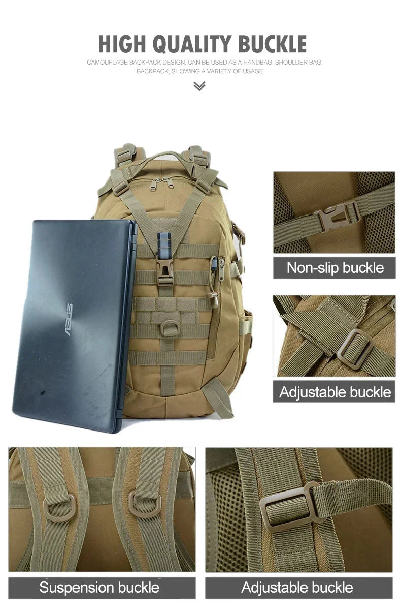 40L Camping Hiking Backpacks Tactical Backpack for Men/women Reflective Outdoor Climbing Rucksack Bag Survival Molle Travel Bags