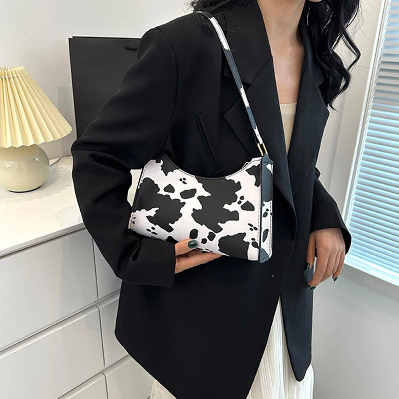 Fashion Zebra Leopard Print Women Handbag PU Leather Underarm Shoulder Bags Female Daily Totes Purse