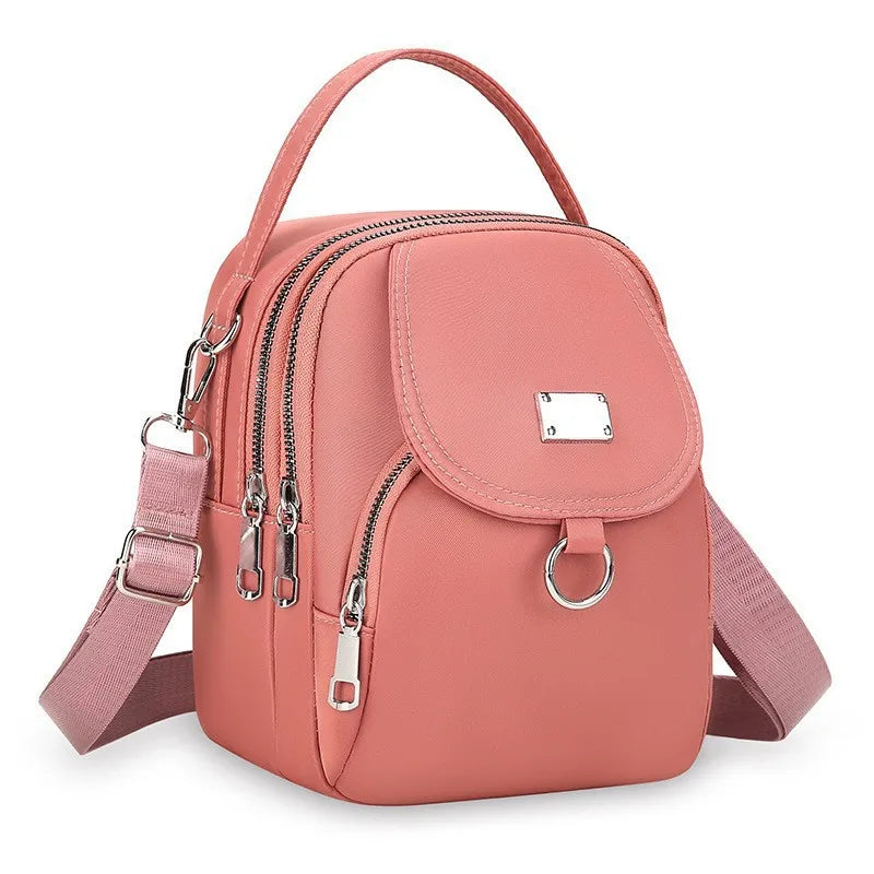Ms. Fashion, Shoulder Bag, Mini Phone Bag, Multi-Layered Messenger Bag, Nylon Waterproof Fabric, And External Headphone Holes