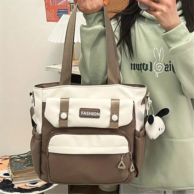 Chic Vintage-Inspired Canvas Tote Bag for Women - Waterproof, Adjustable Strap, Large Capacity Crossbody & Shoulder Handbag