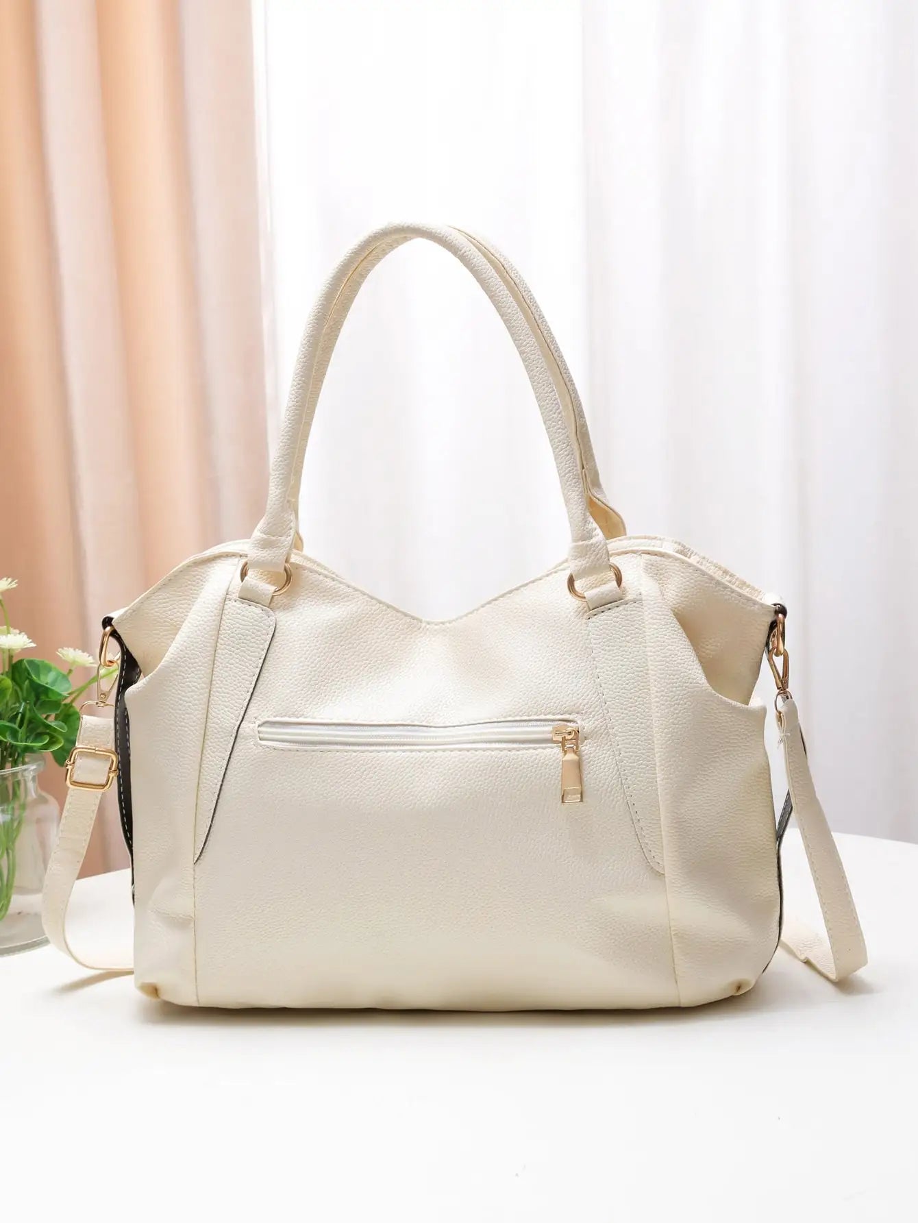 Casual and fashionable women's shoulder bag solid color soft large capacity handbag crossbody bag