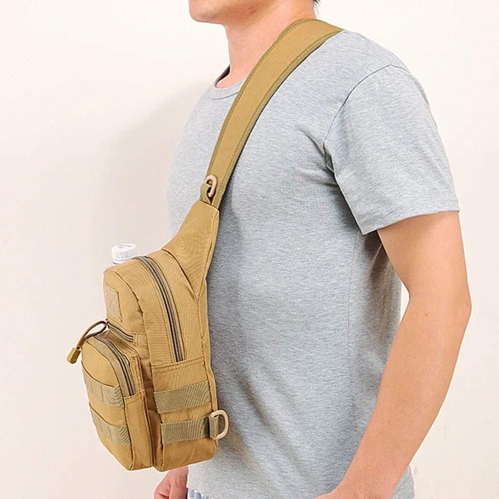 Small Outdoor Tactical Camouflage Kettle Chest Bag Men's Hiking Backpack Nylon Hunting Fishing Camo Hiking Shoulder Bag