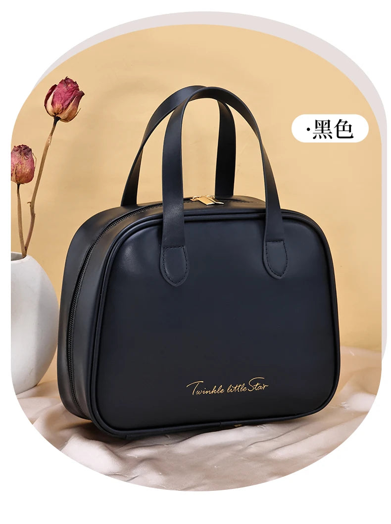 New Handheld Large Makeup Bag PU Makeup Storage Bags Partition Storage Waterproof Toilet Bag women's small Handbag